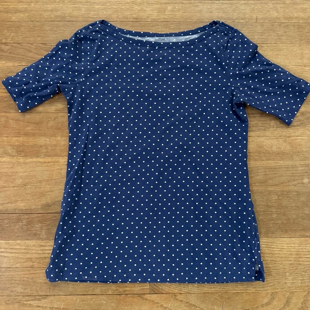 Talbots blue white polkadot shirt top size small S b58